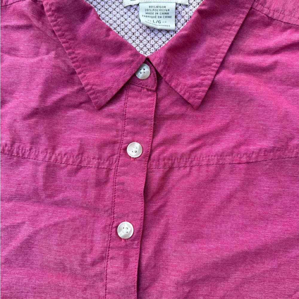 ExOfficio Women’s Travel Shirt Large Pink Quick Dry UPF 50 Hidden Pocket - Picture 2 of 4